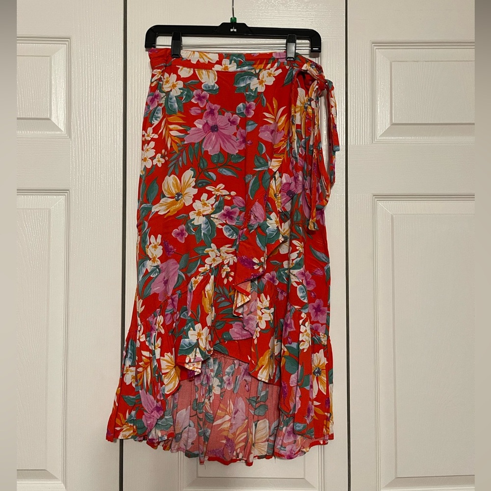 Vibrant Floral Asymmetrical Skirt